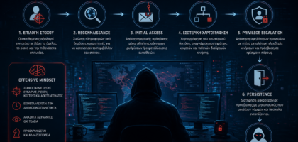 Offensive mindset and cyber attacker methodology illustration