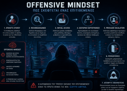 Offensive mindset and cyber attacker methodology illustration